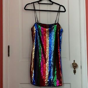Forever 21 Rainbow Sequence Mini Dress